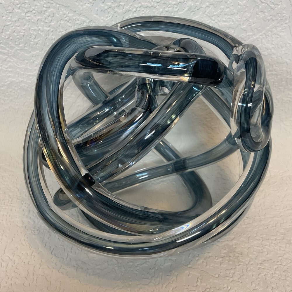 Large Hand-Blown Glass Infinity Knot Dculpture Modern Abstract Decor 7.75"x7.25" - Picture 9 of 15